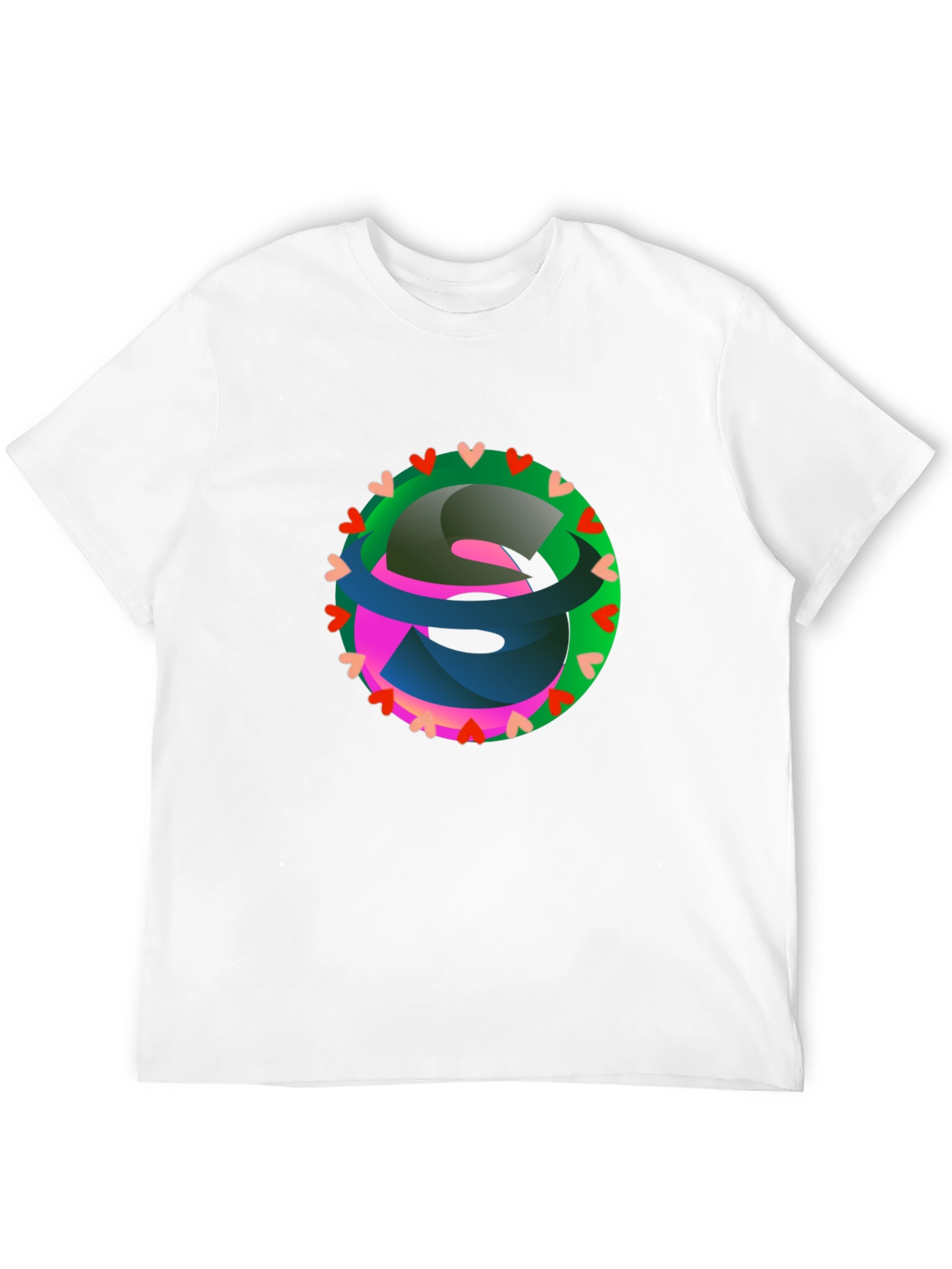 Abstract Heart Circle Graphic Black T-Shirt