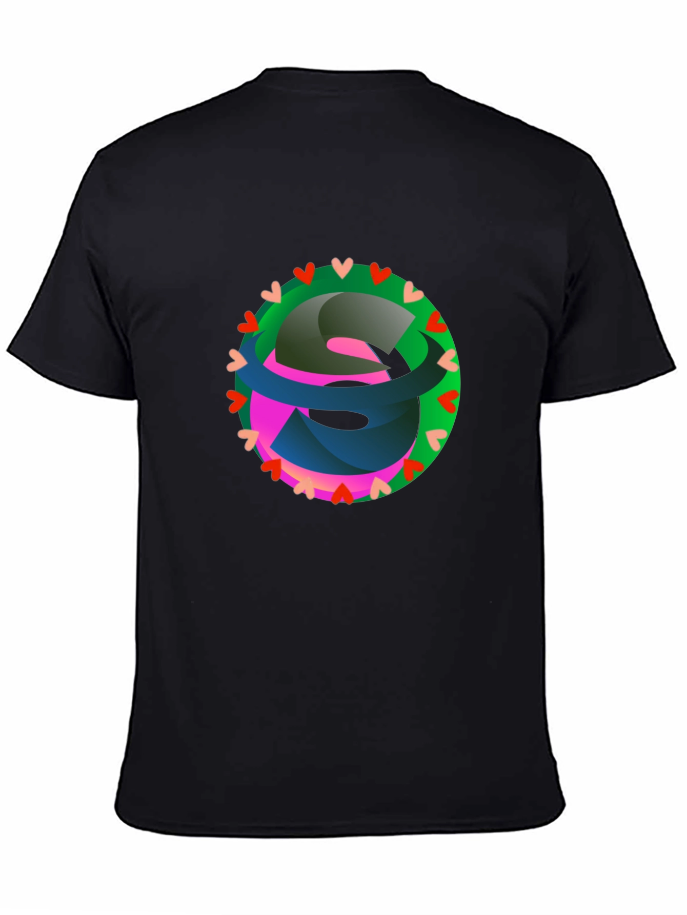 Abstract Heart Circle Graphic Black T-Shirt