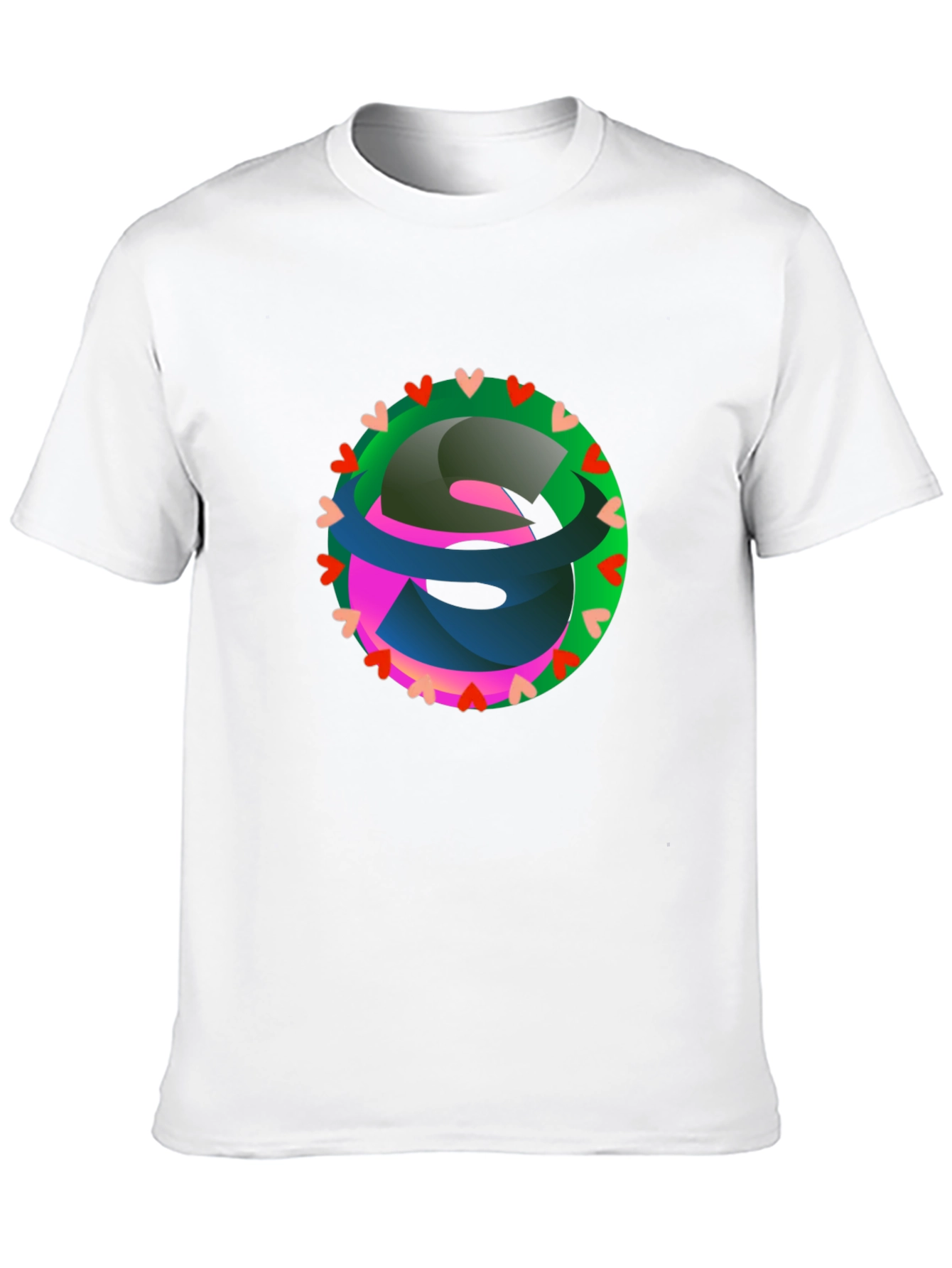 Abstract Heart Circle Graphic Black T-Shirt