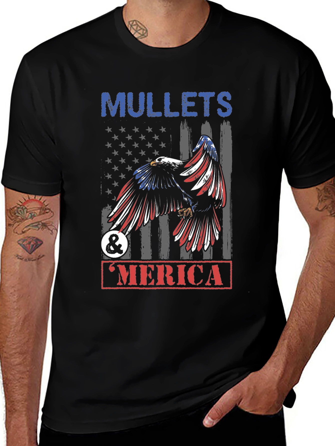 Mullets & Merica Patriotic Eagle Graphic Tee