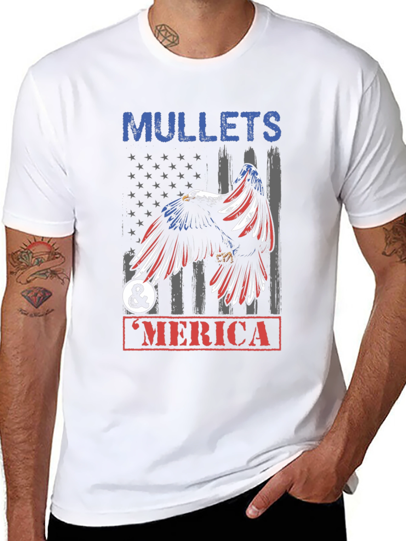Mullets & Merica Patriotic Eagle Graphic Tee