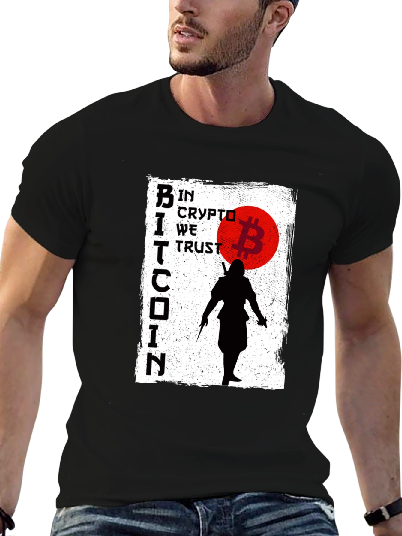 Bitcoin Crypto Samurai T-Shirt - In Crypto We Trust