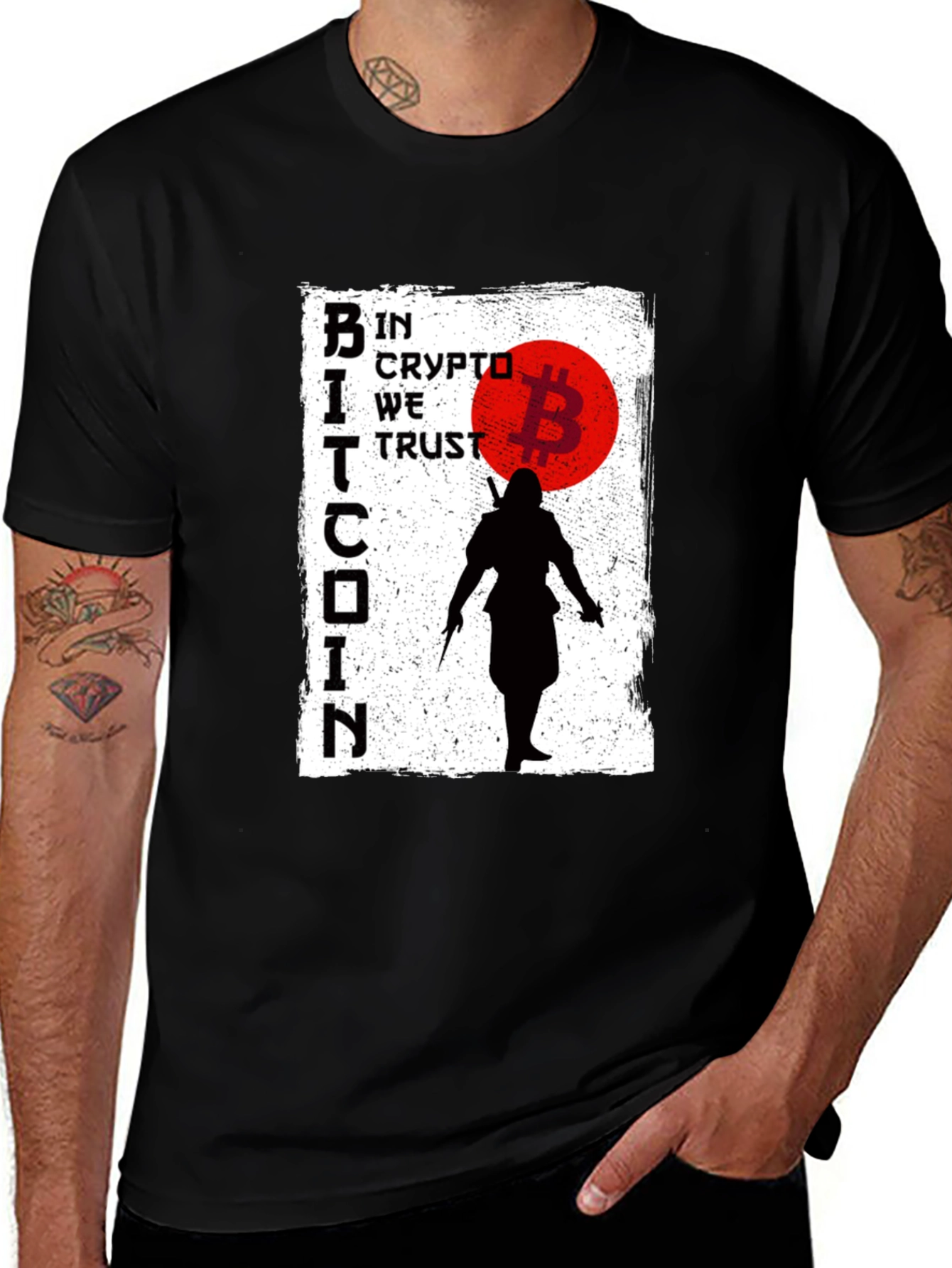 Bitcoin Crypto Samurai T-Shirt - In Crypto We Trust