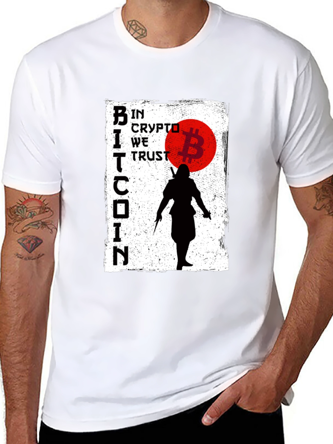 Bitcoin Crypto Samurai T-Shirt - In Crypto We Trust