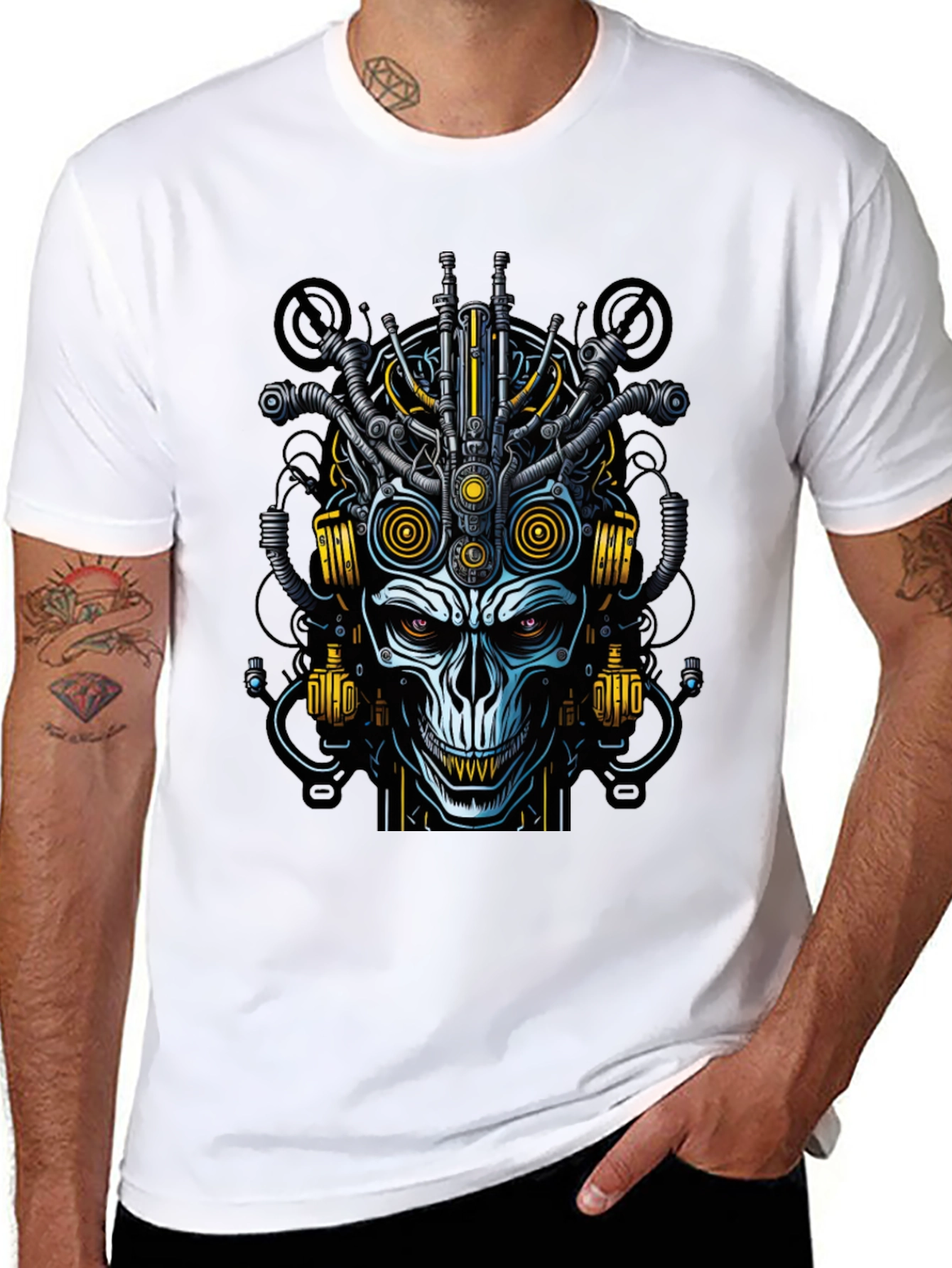 Steampunk Skull Graphic Tee - Mens Black T-Shirt