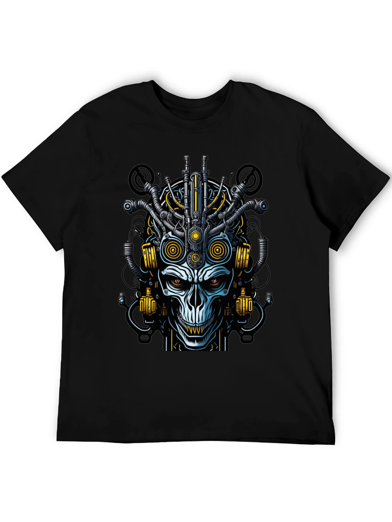 Steampunk Skull Graphic Tee - Mens Black T-Shirt