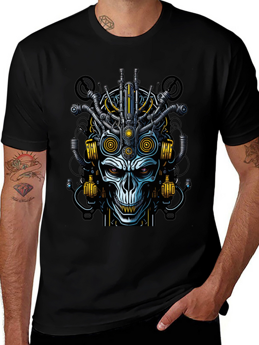 Steampunk Skull Graphic Tee - Mens Black T-Shirt