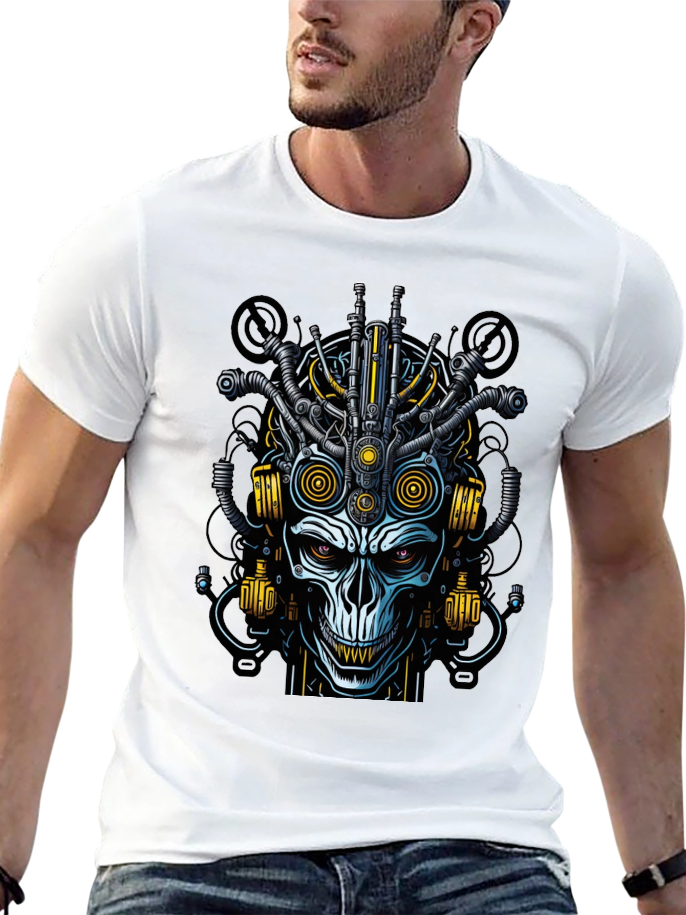Steampunk Skull Graphic Tee - Mens Black T-Shirt