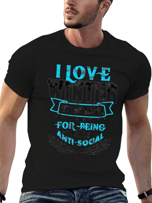 I Love Winter Anti-Social Graphic T-Shirt