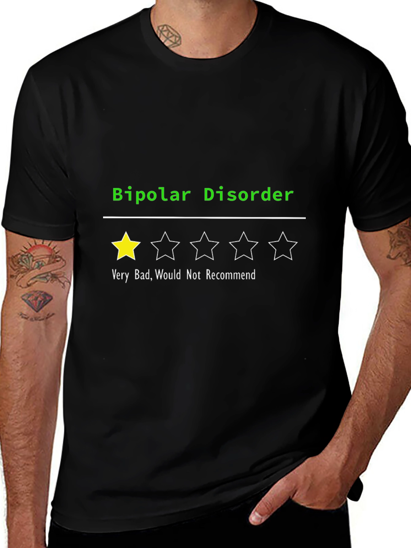 Bipolar Disorder 1-Star T-Shirt: Funny Mental Health Tee