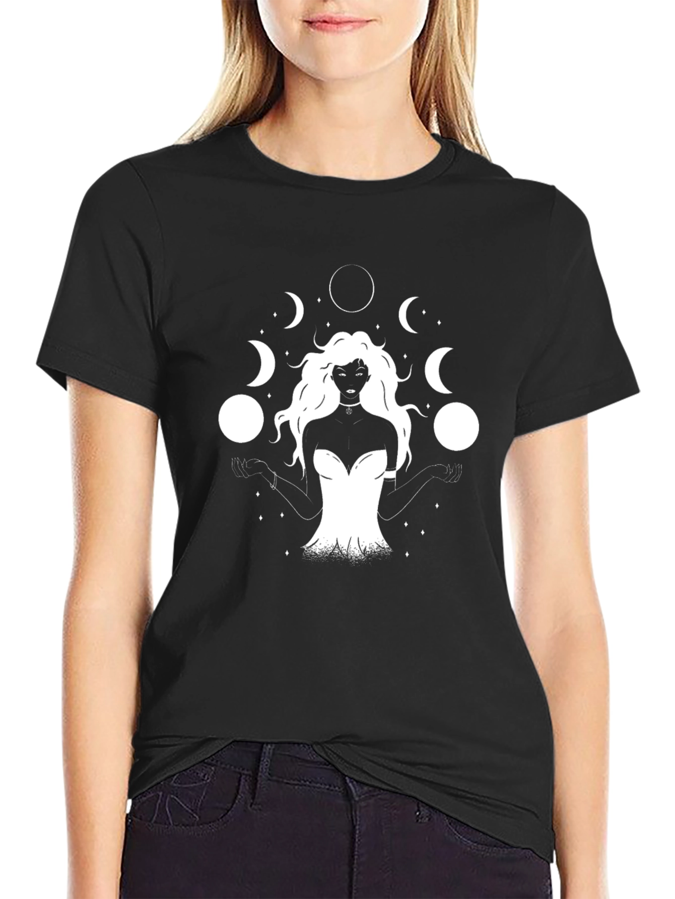 Moon Goddess Graphic T-Shirt - Black