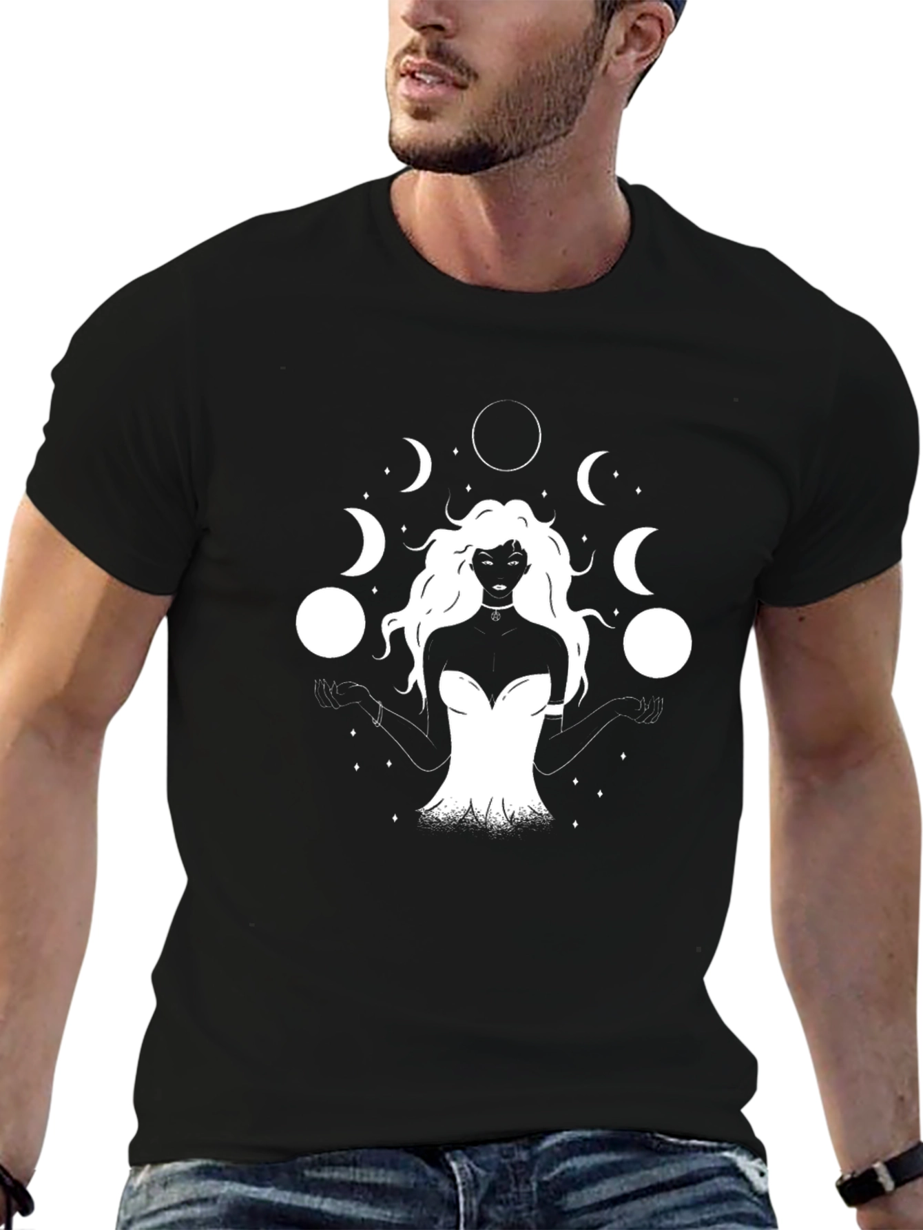 Moon Goddess Graphic T-Shirt - Black