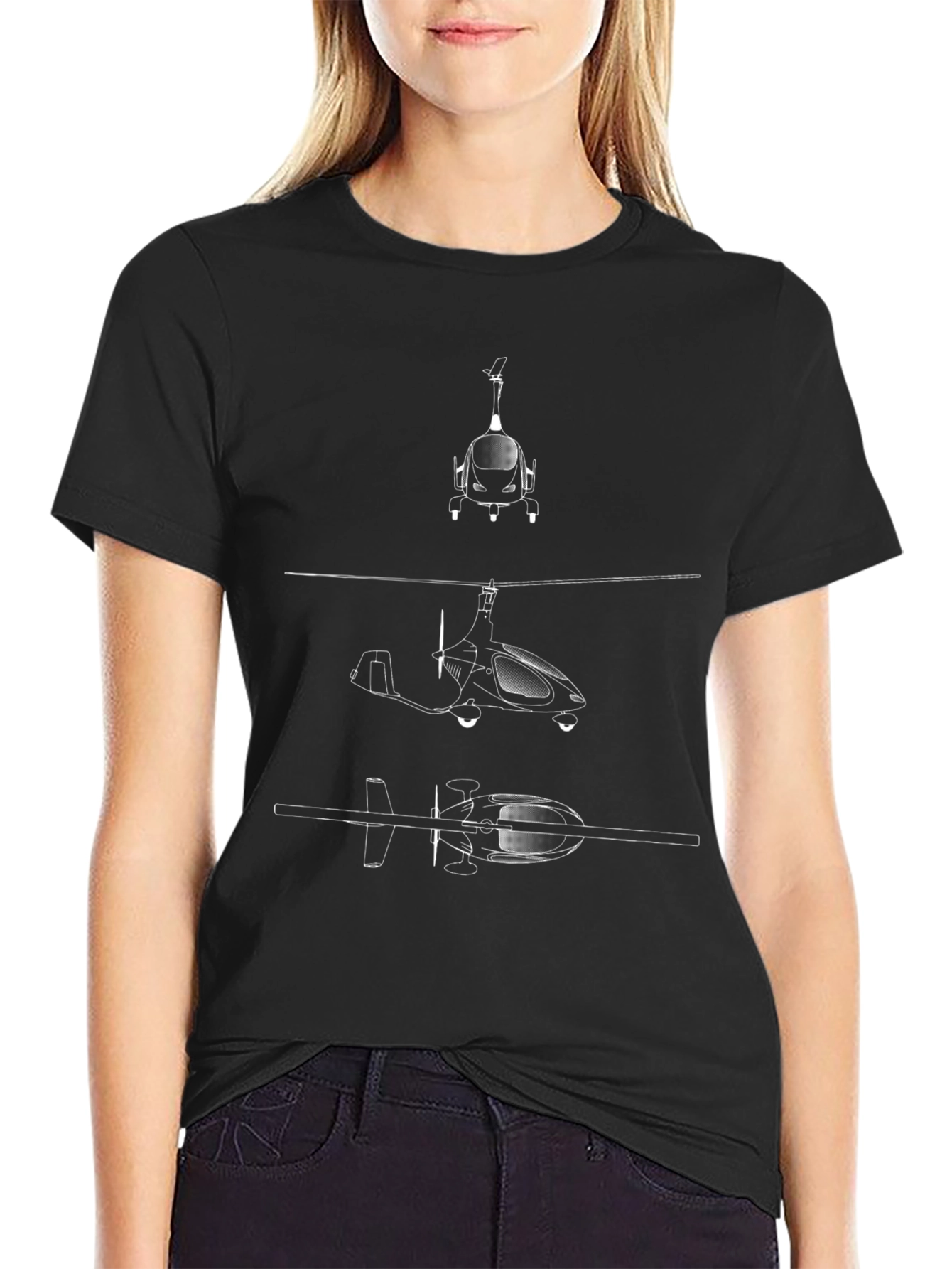 Gyroplane Blueprint Black T-Shirt