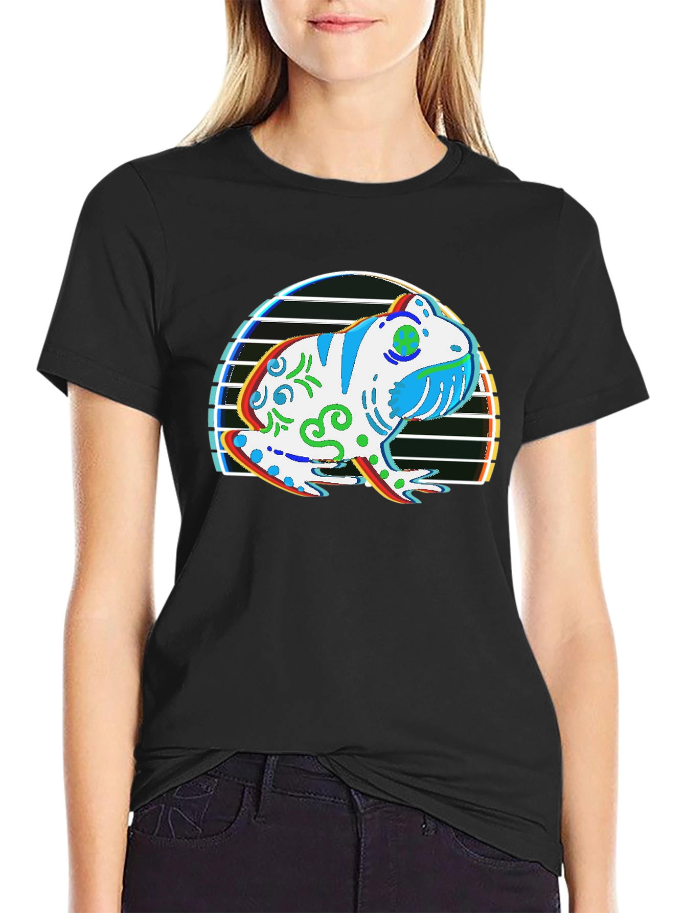 Frog Graphic T-Shirt - Black Cotton Tee