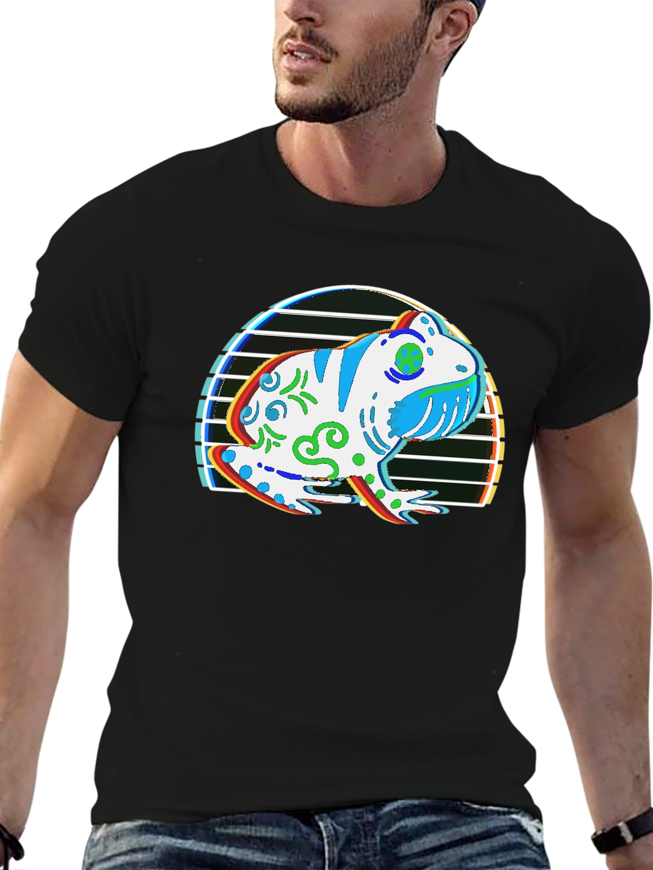 Frog Graphic T-Shirt - Black Cotton Tee