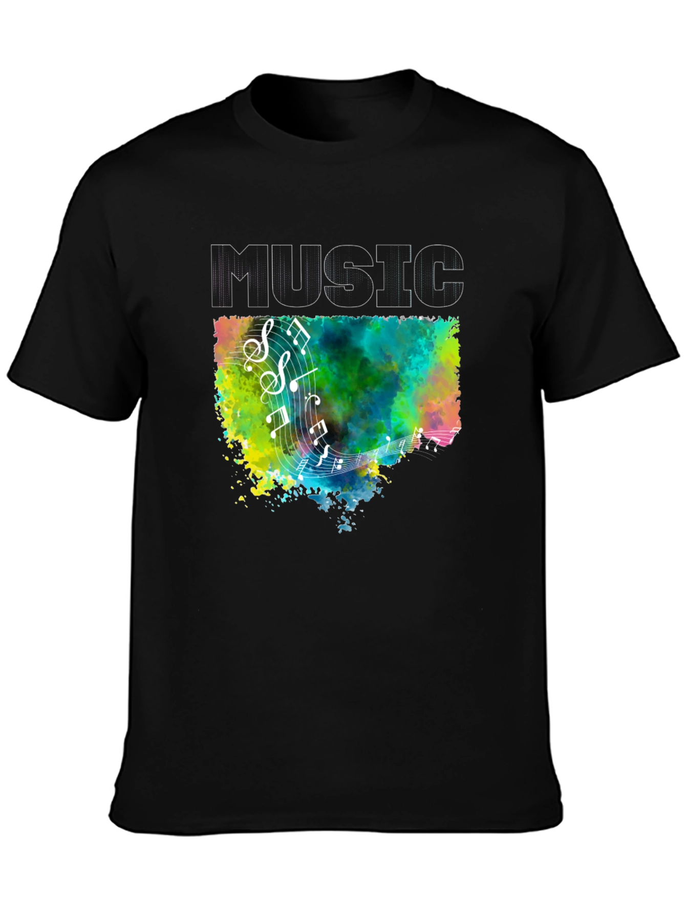 Music Notes Graphic Black T-Shirt