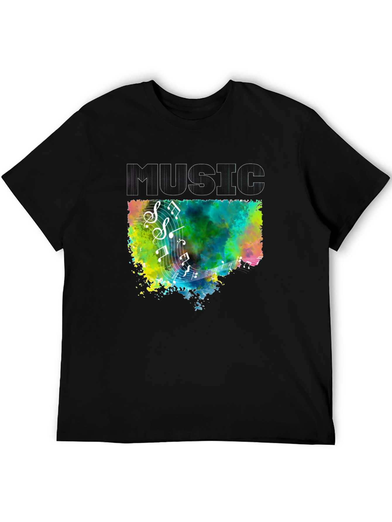 Music Notes Graphic Black T-Shirt
