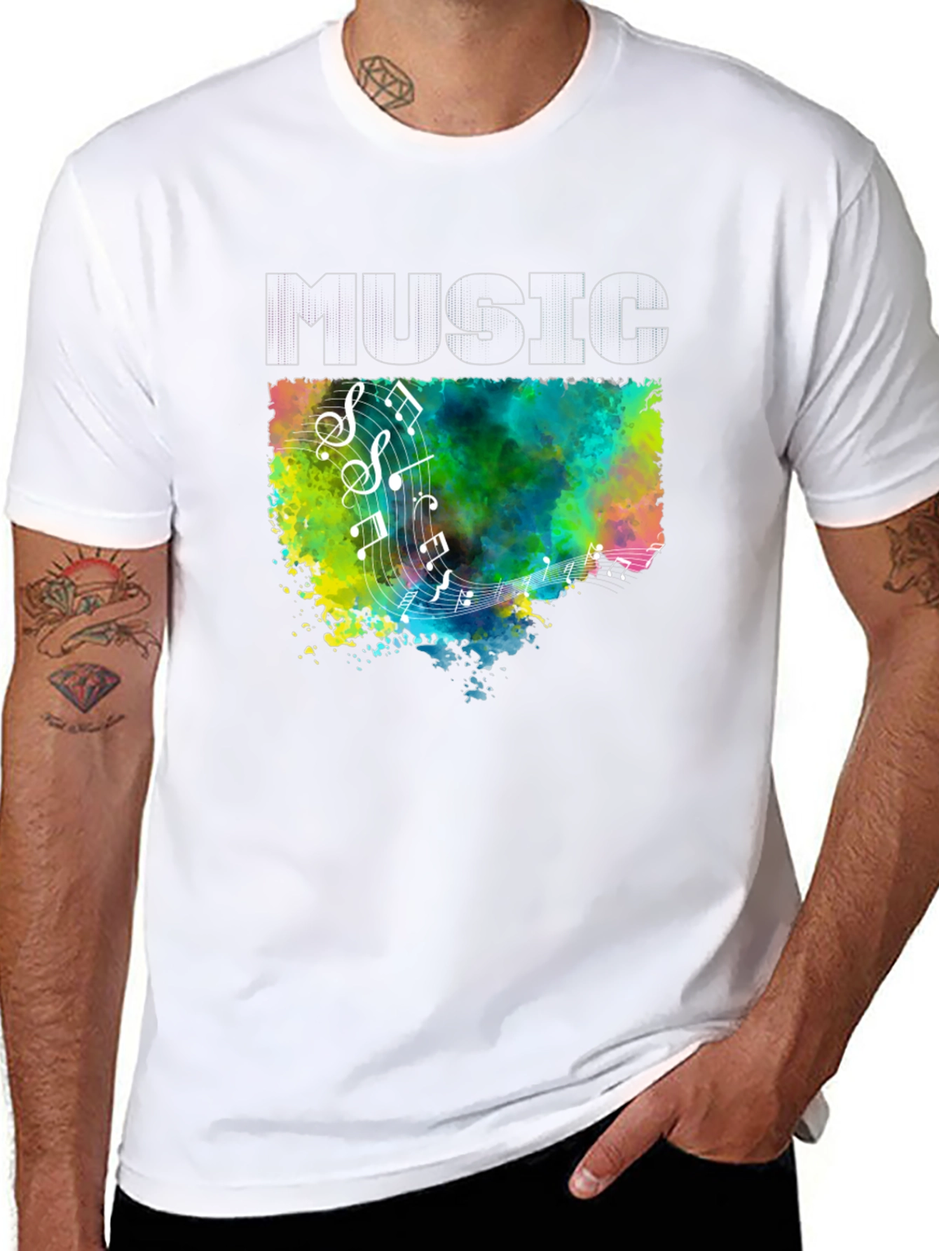 Music Notes Graphic Black T-Shirt