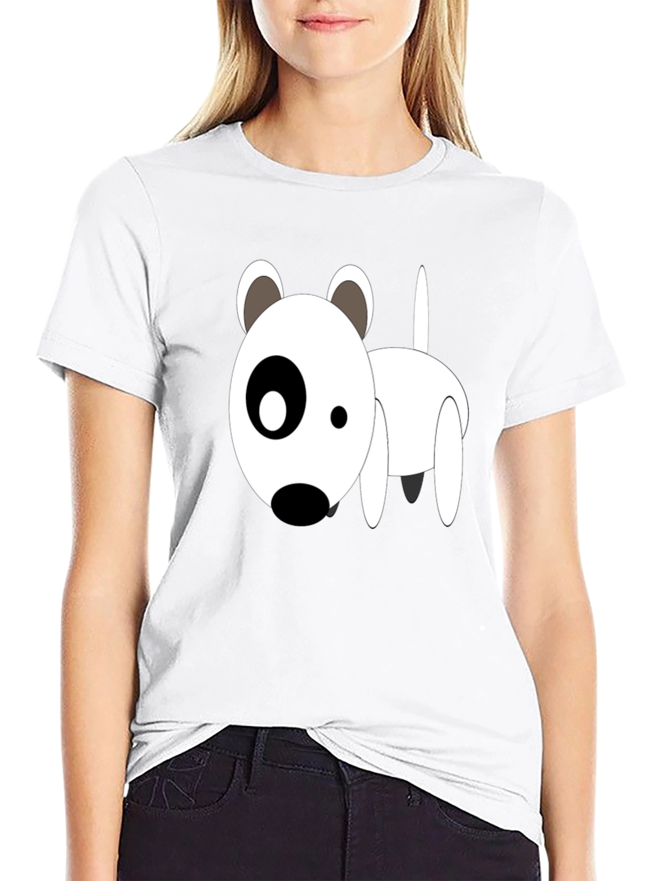 Cartoon Dog Graphic T-Shirt - Black