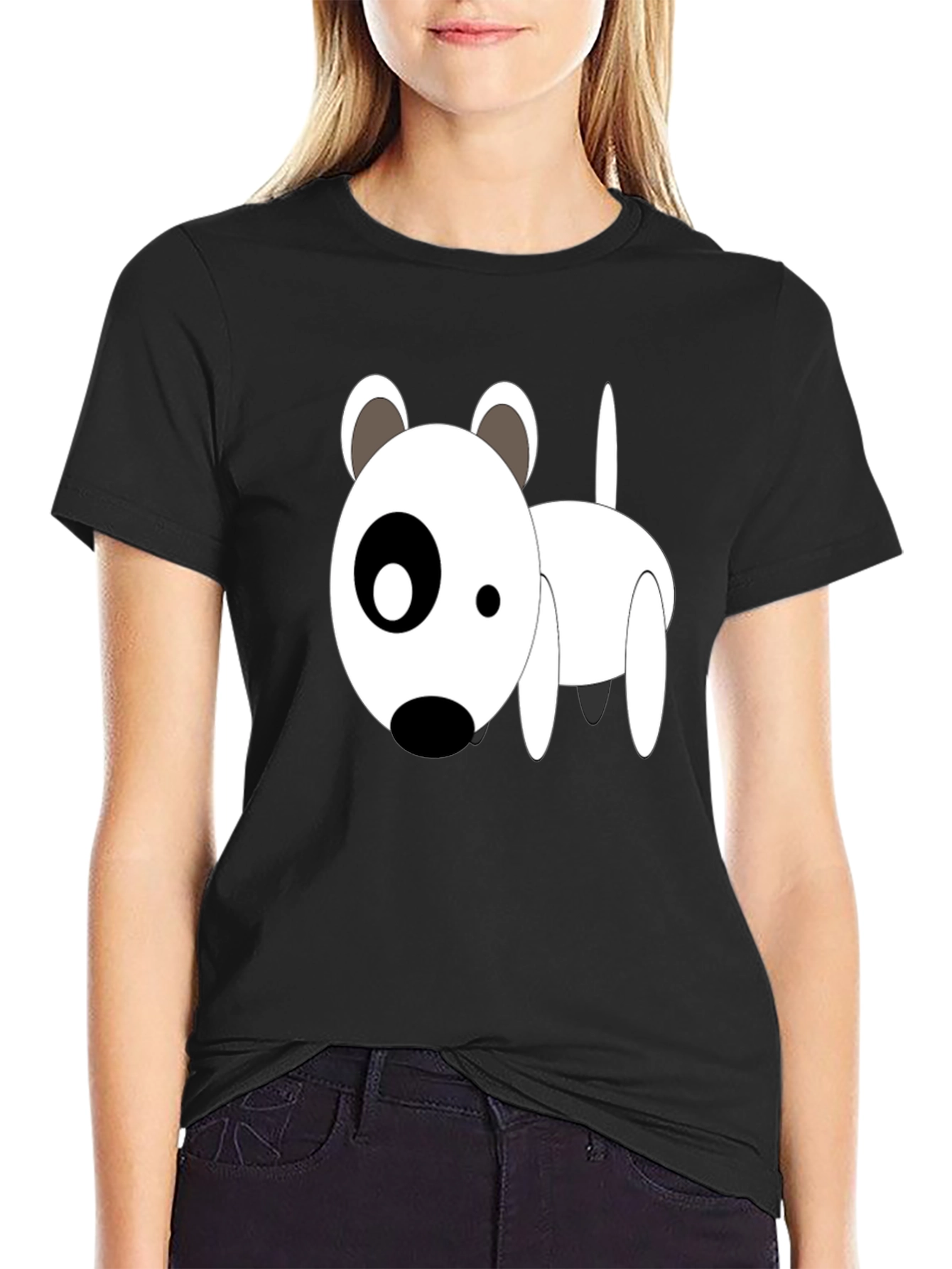 Cartoon Dog Graphic T-Shirt - Black