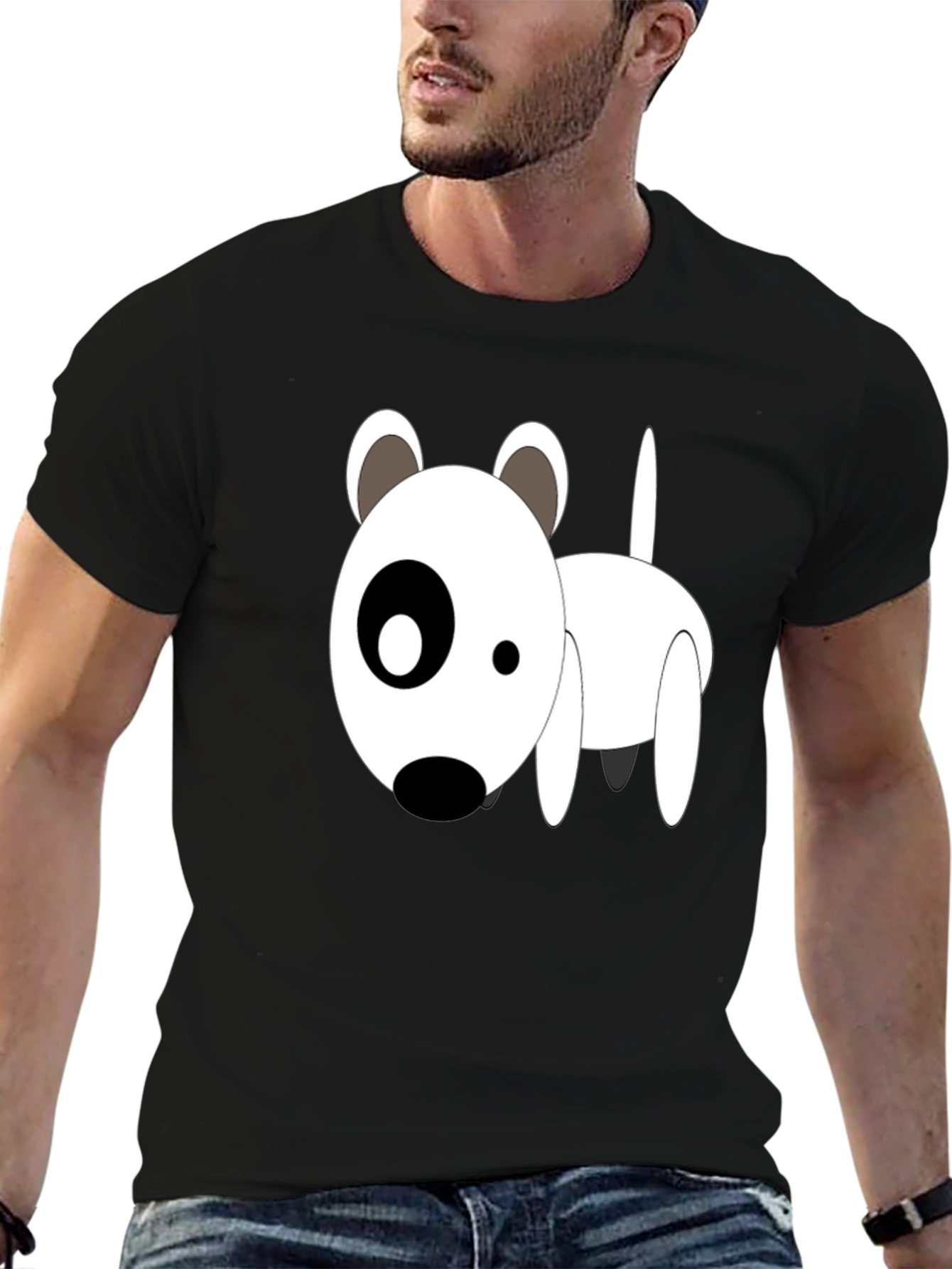 Cartoon Dog Graphic T-Shirt - Black
