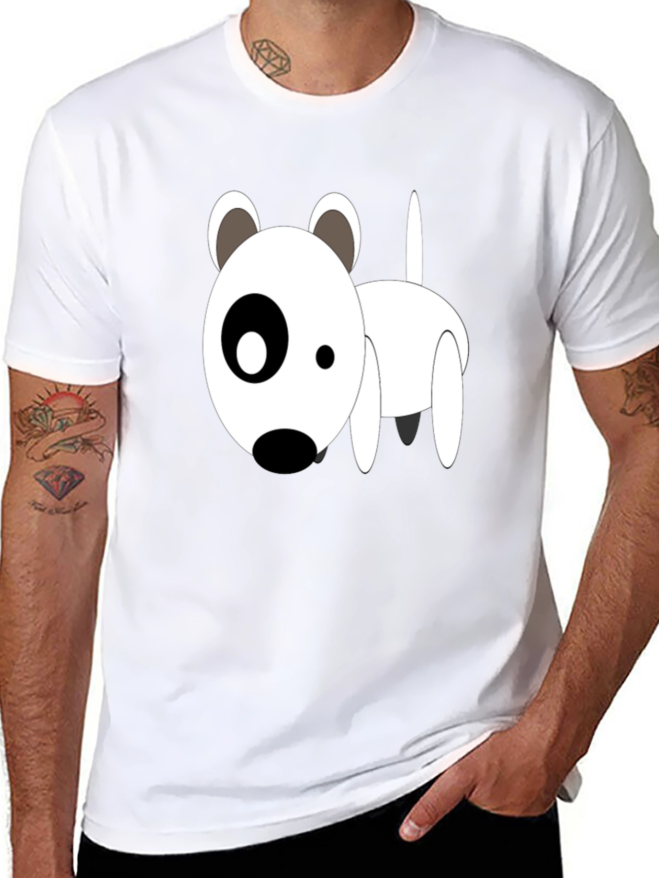 Cartoon Dog Graphic T-Shirt - Black