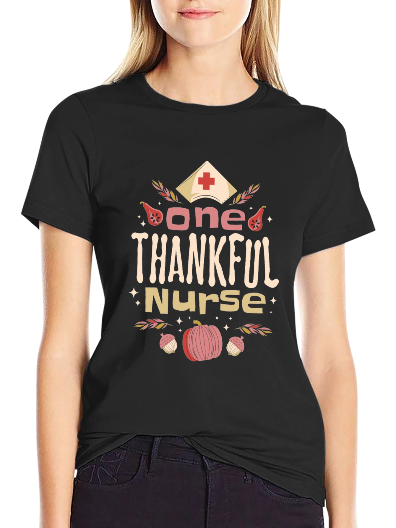 One Thankful Nurse T-Shirt Autumn Thanksgiving Top