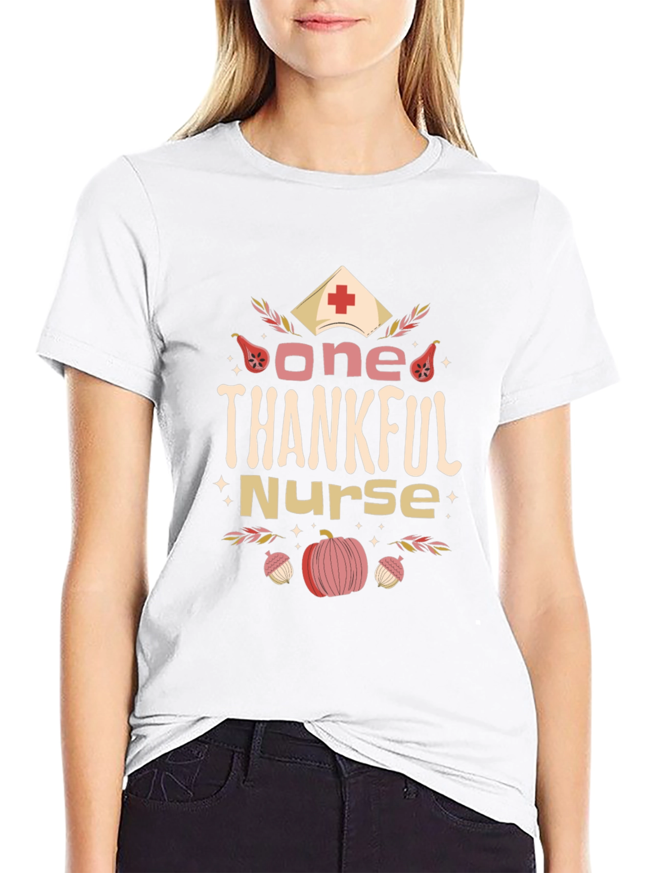 One Thankful Nurse T-Shirt Autumn Thanksgiving Top