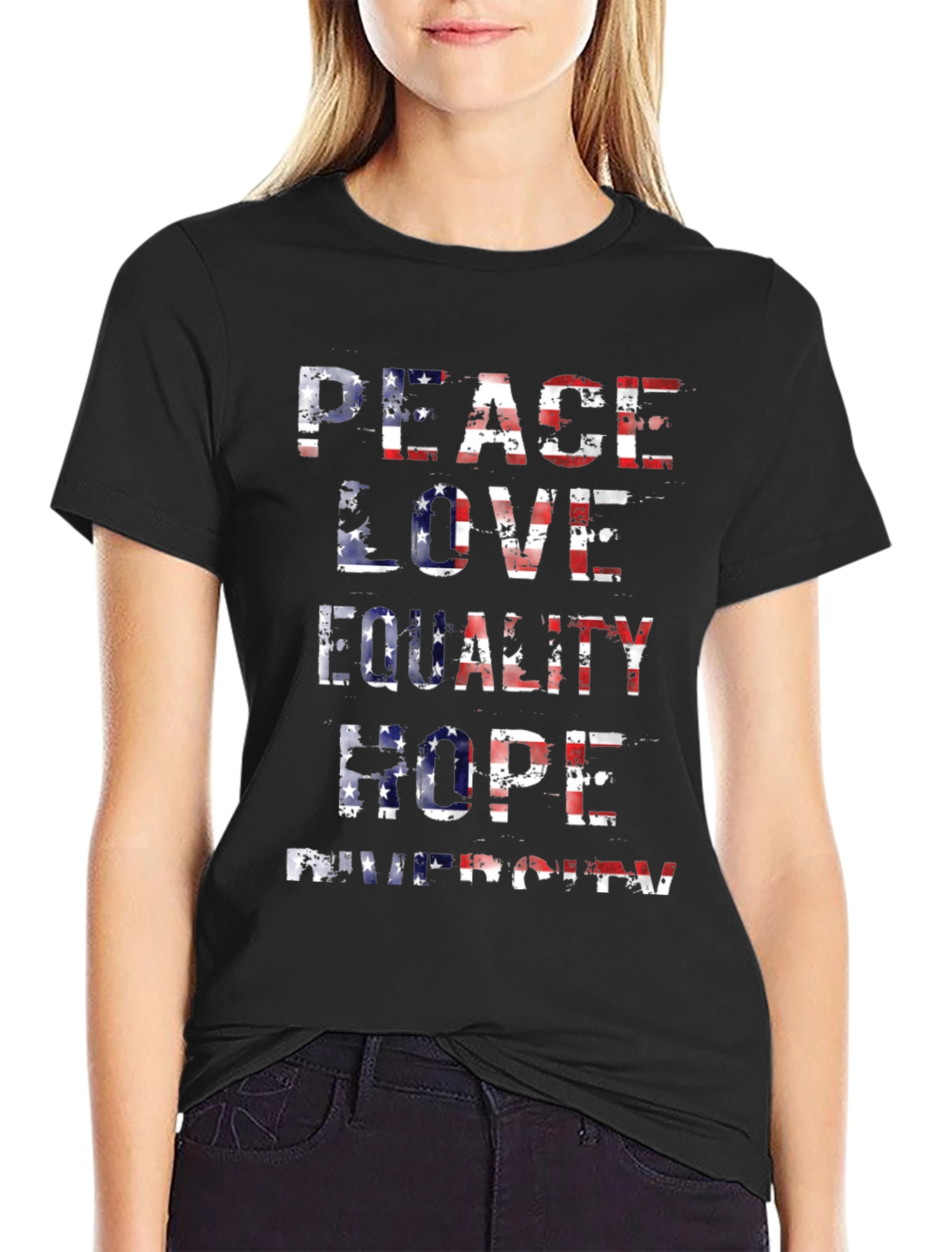 Peace Love Equality American Flag T-Shirt