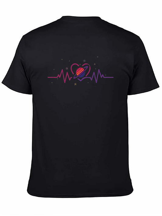Heartbeat Saturn Graphic Tee - Trendy Comfort