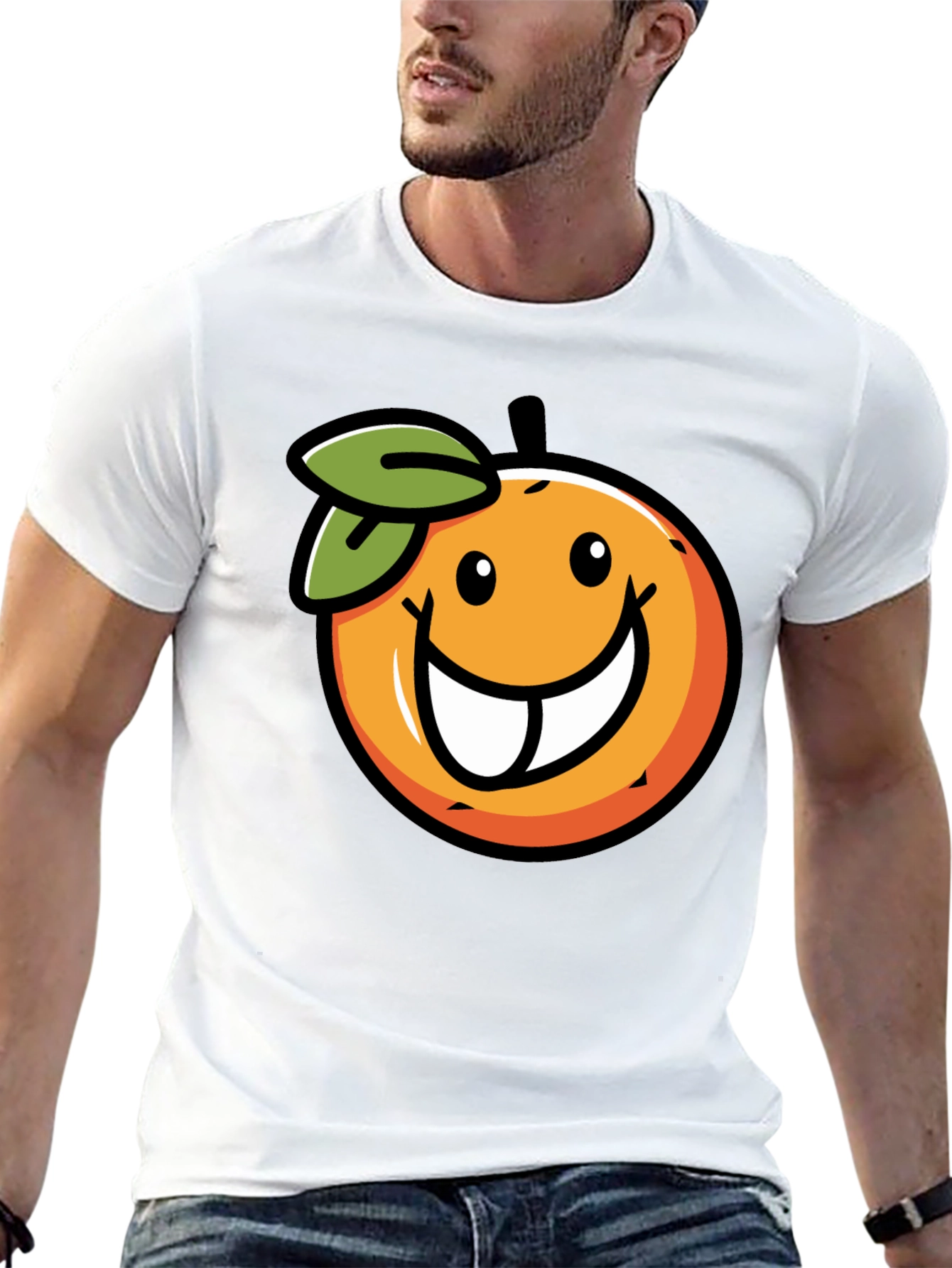 Funny Orange Face Graphic Print T-Shirt