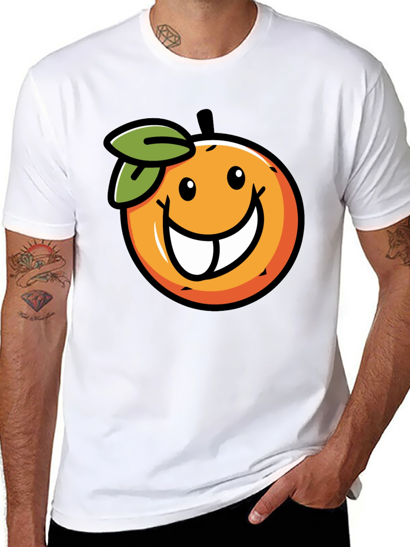 Funny Orange Face Graphic Print T-Shirt
