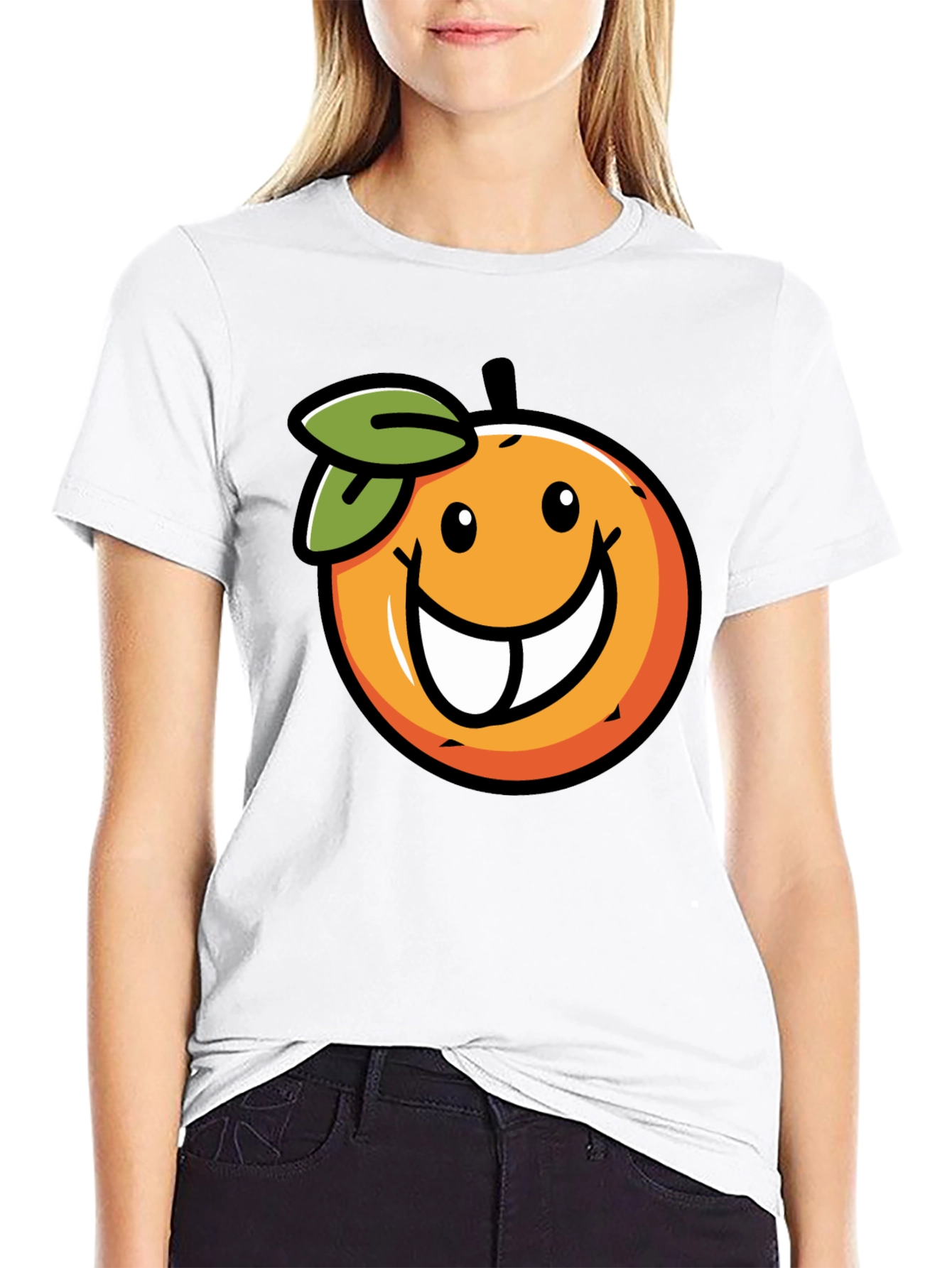 Funny Orange Face Graphic Print T-Shirt