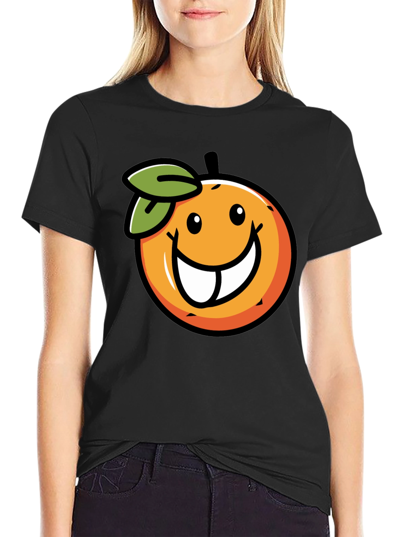 Funny Orange Face Graphic Print T-Shirt