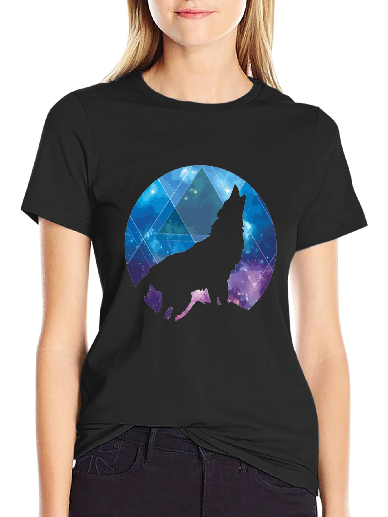 Wolf Galaxy T-Shirt - Black Cotton Tee