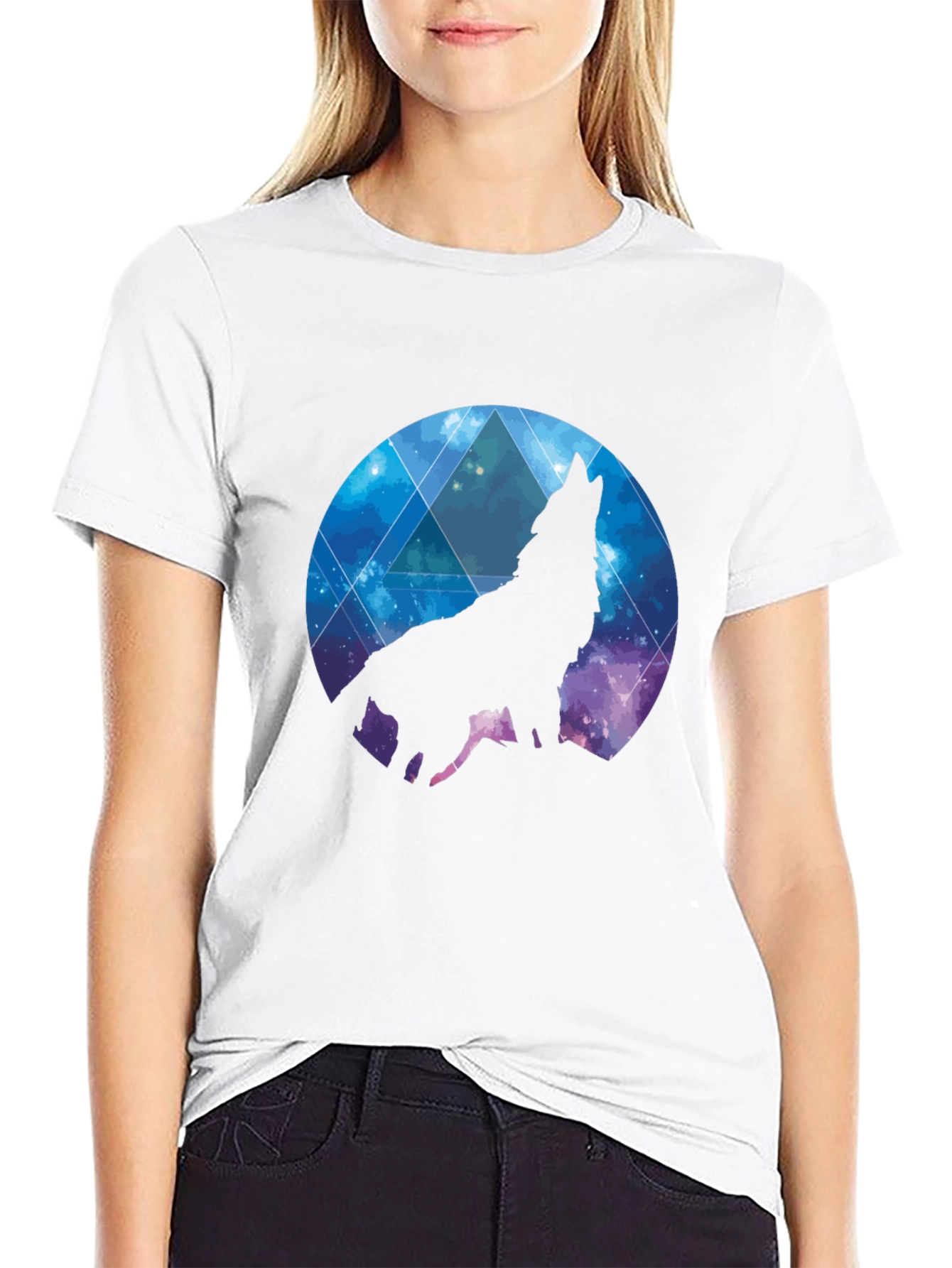 Wolf Galaxy T-Shirt - Black Cotton Tee