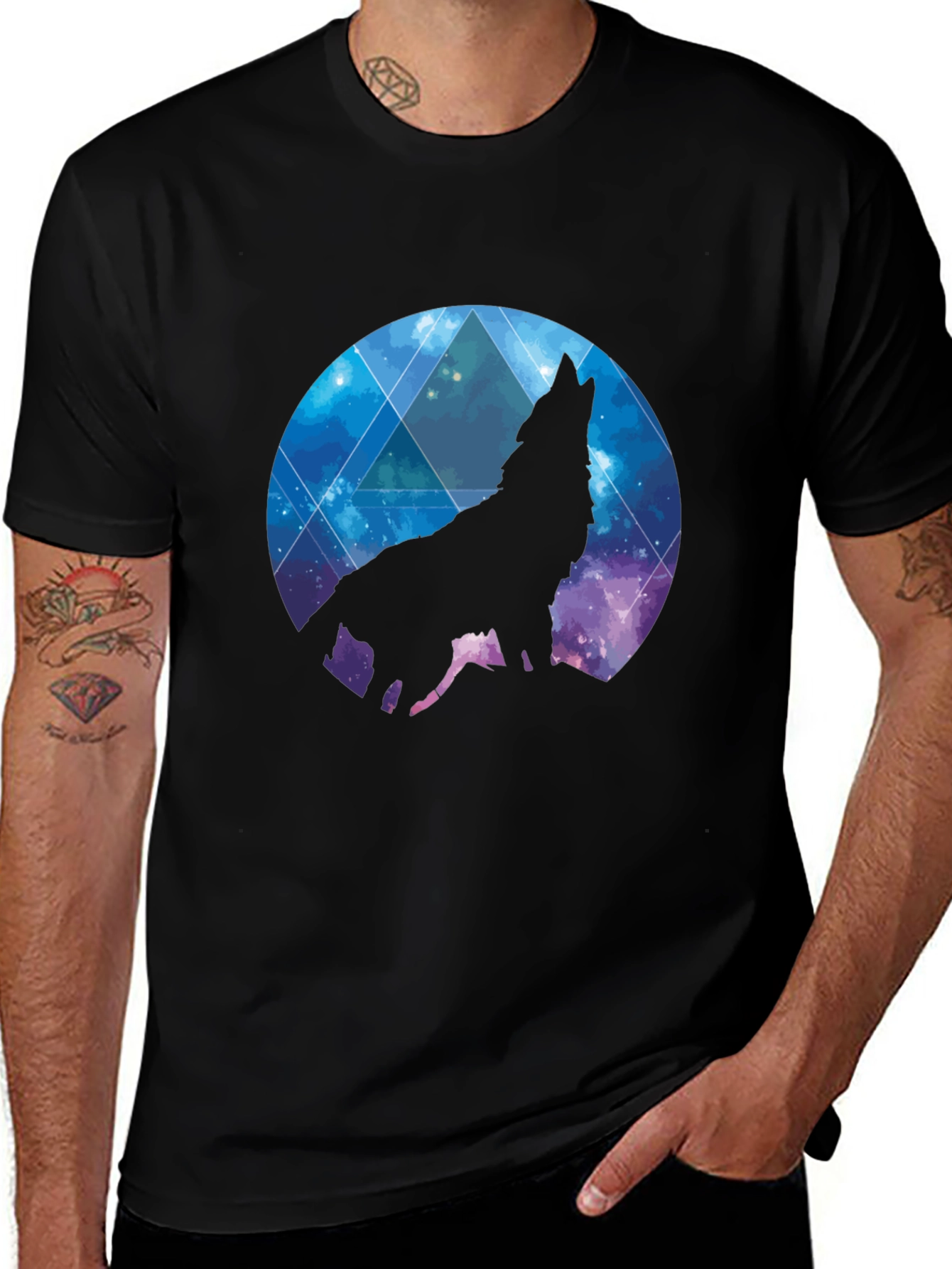 Wolf Galaxy T-Shirt - Black Cotton Tee