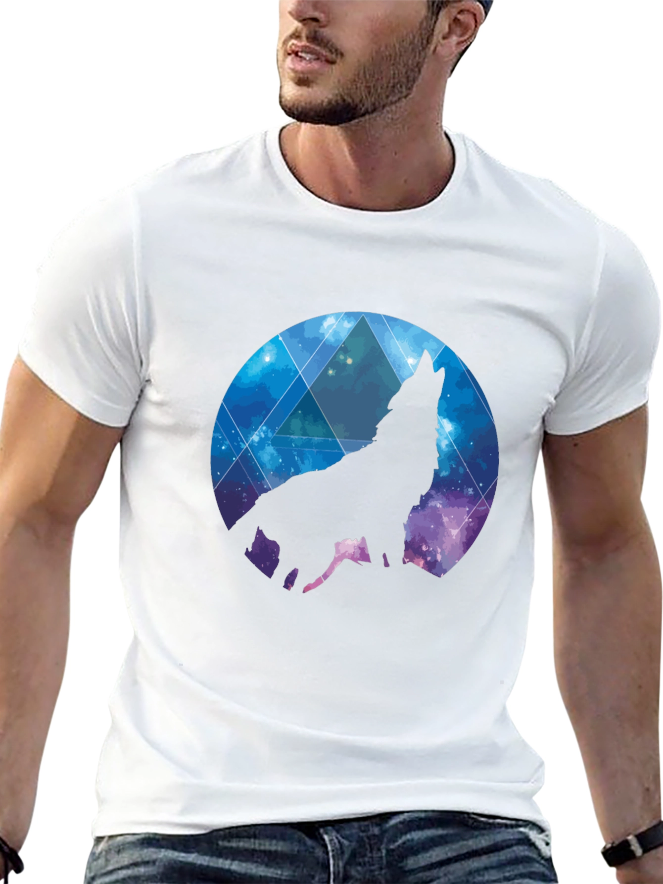 Wolf Galaxy T-Shirt - Black Cotton Tee