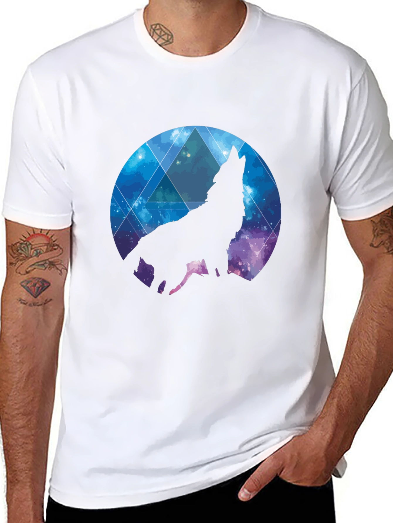 Wolf Galaxy T-Shirt - Black Cotton Tee