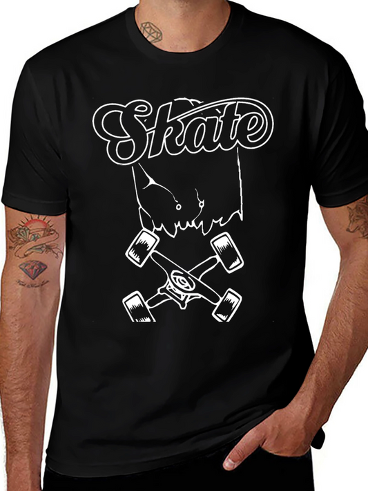 Skate T-Shirt Black Cotton Graphic Tee