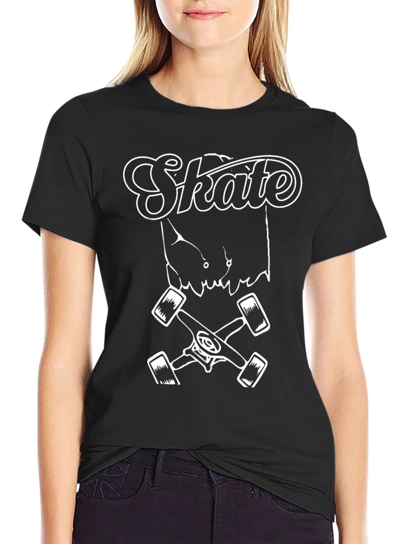Skate T-Shirt Black Cotton Graphic Tee