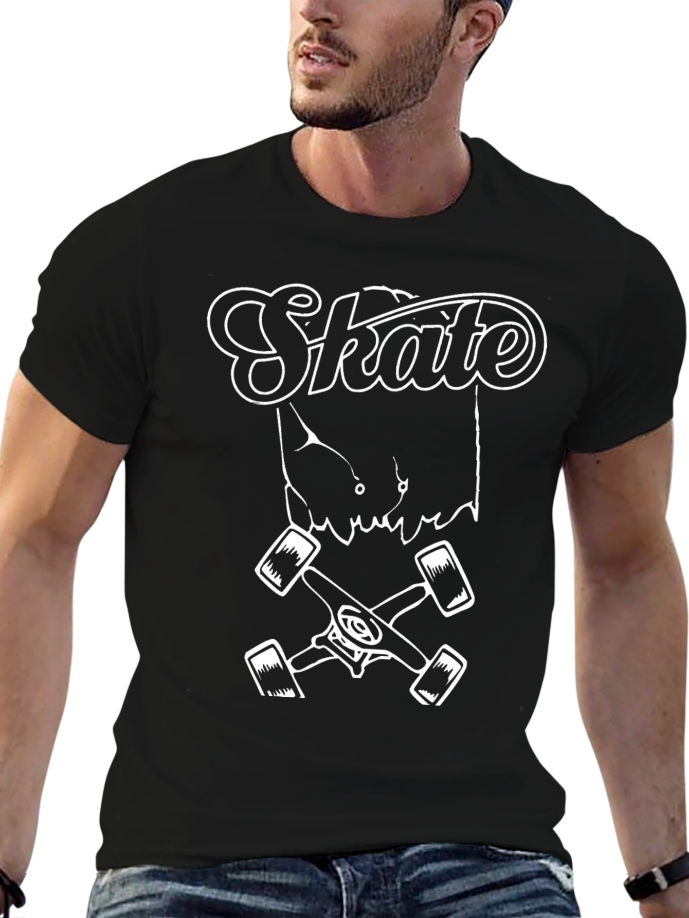 Skate T-Shirt Black Cotton Graphic Tee