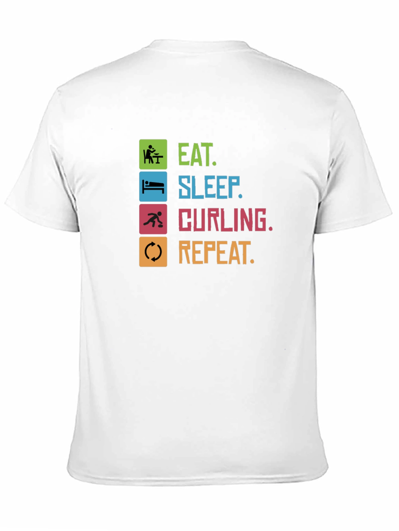 Eat Sleep Curling Repeat T-Shirt Funny Sports Tee