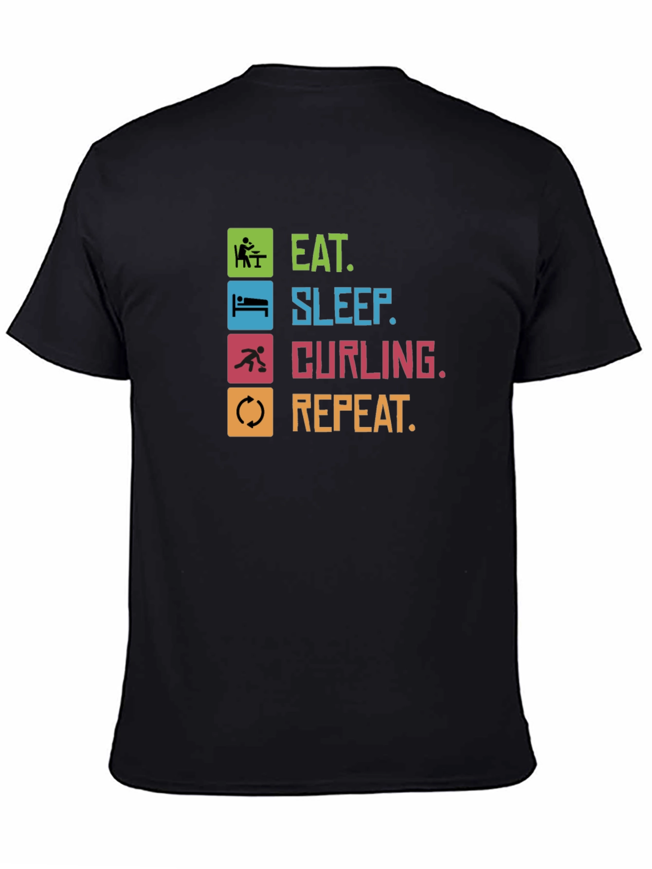 Eat Sleep Curling Repeat T-Shirt Funny Sports Tee