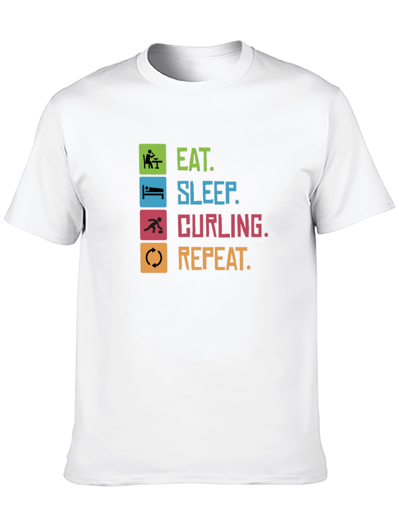 Eat Sleep Curling Repeat T-Shirt Funny Sports Tee