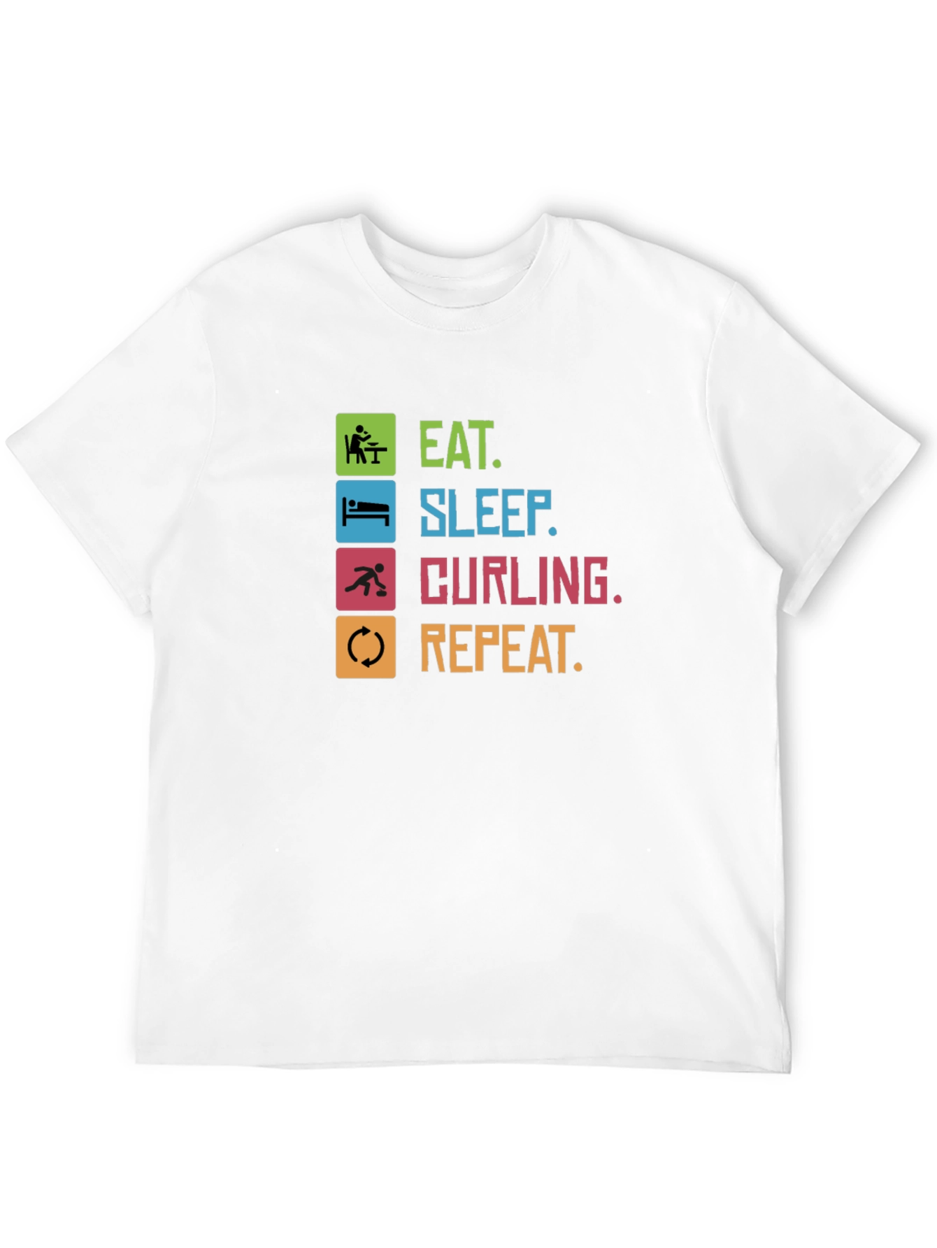Eat Sleep Curling Repeat T-Shirt Funny Sports Tee
