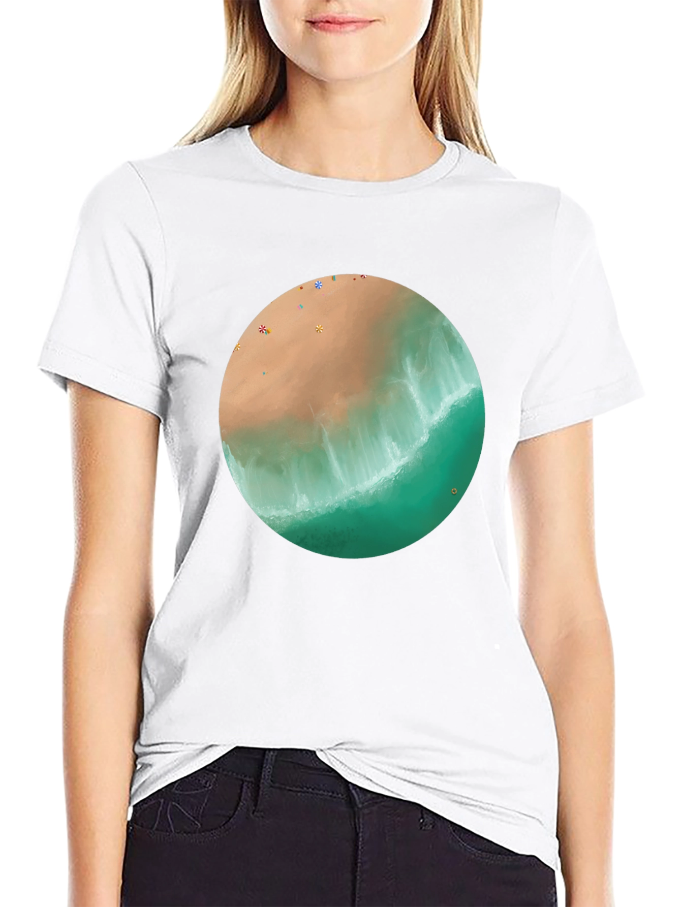 Beach Scene Graphic Tee - Soft Cotton Shirt