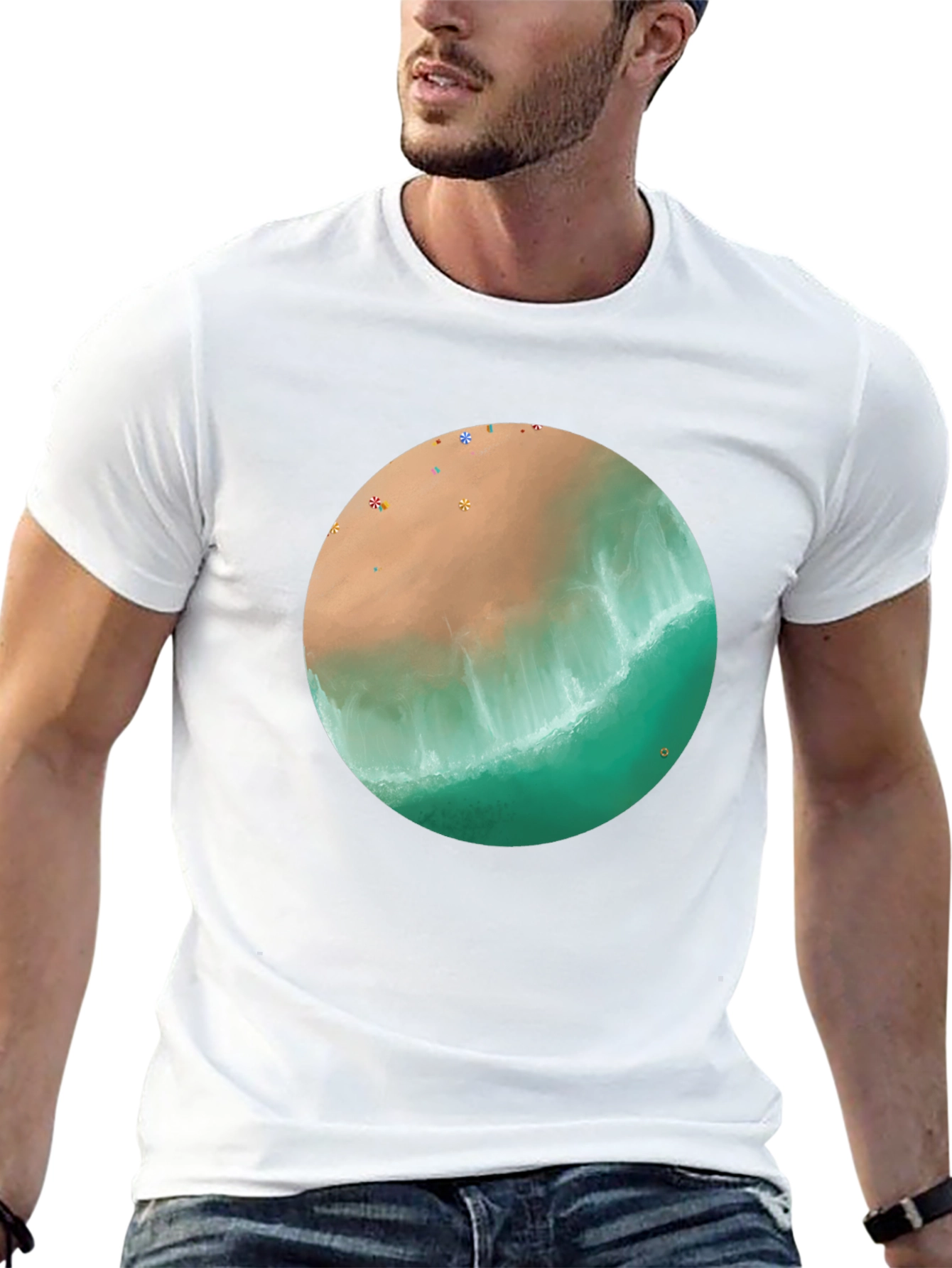 Beach Scene Graphic Tee - Soft Cotton Shirt