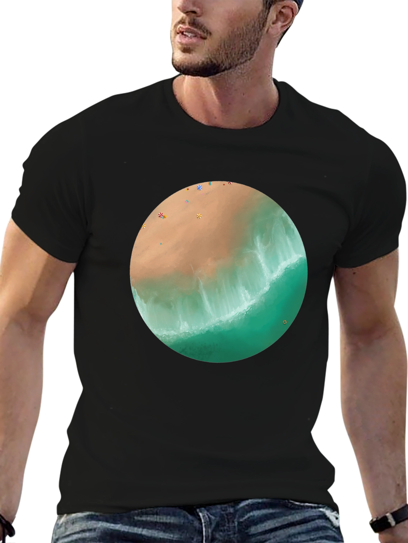 Beach Scene Graphic Tee - Soft Cotton Shirt