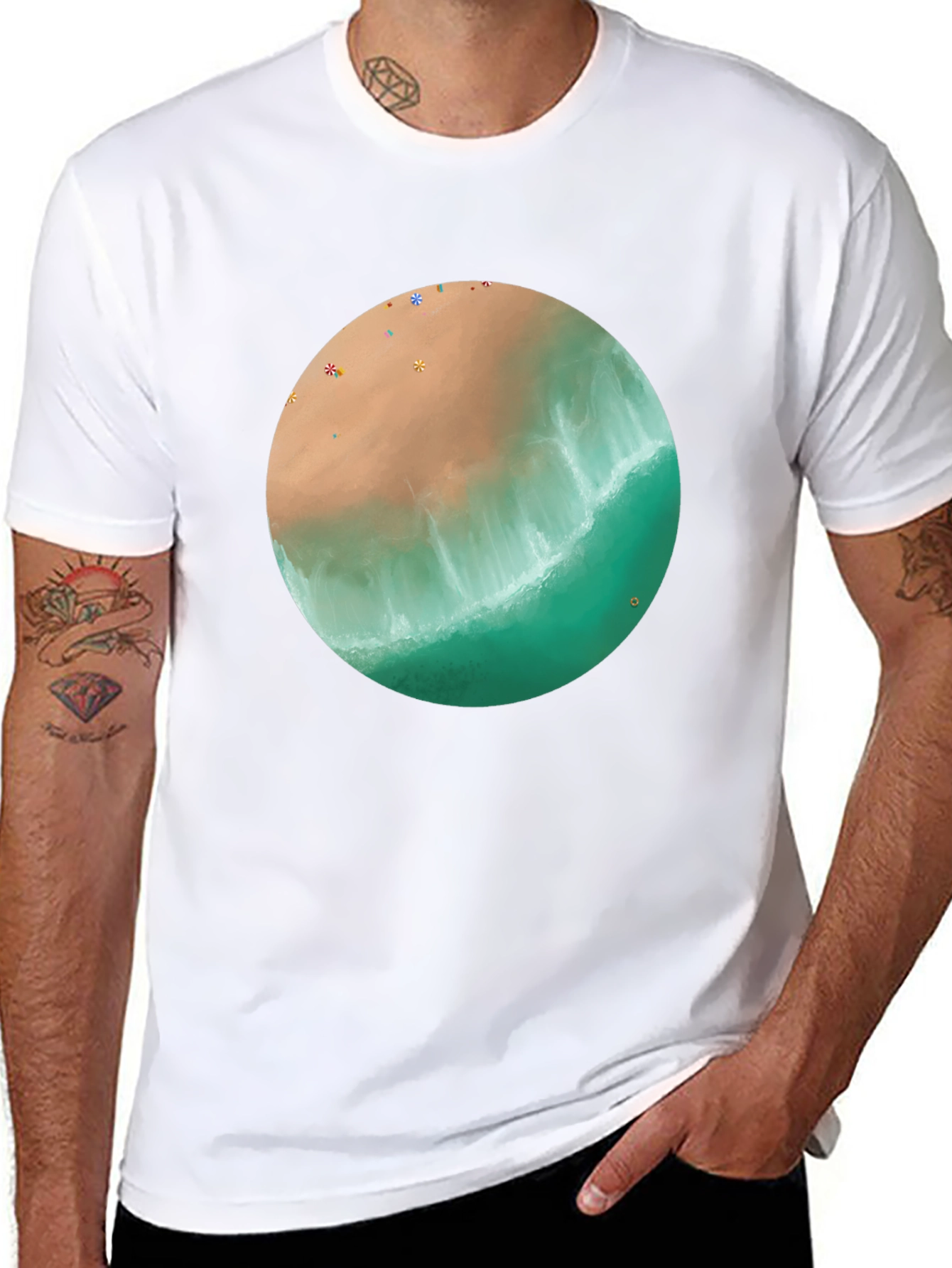 Beach Scene Graphic Tee - Soft Cotton Shirt